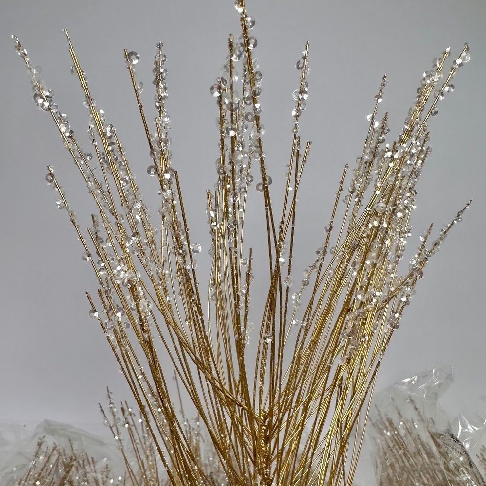 Gold Iced Floral Picks Bundle 🌟 Winter Stems • Glam Holiday Decor